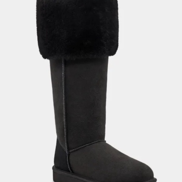 Ugg Over the Knee Bailey Button Fur Lined Suede Boots - Picture 7 of 8